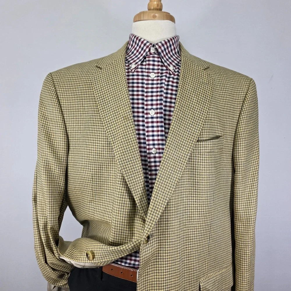 Nautica‎ Men's Sport Coat Blazer Two Button Houndstooth Silk Size 48L